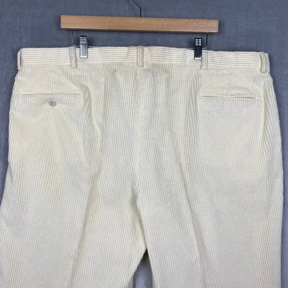 Vtg Lands End Corduroy Trousers Mens 44x26 Cream Made in USA Heritage Ivy Preppy
